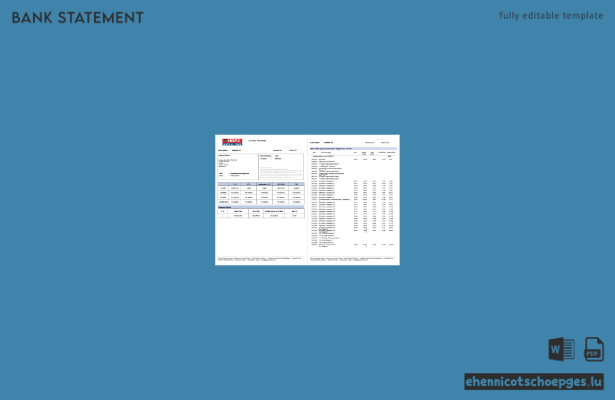 Kontoauszug der HDFC Bank (Indien), Word-Dokument, 2 Seiten, Version 2, Beispielvorschau